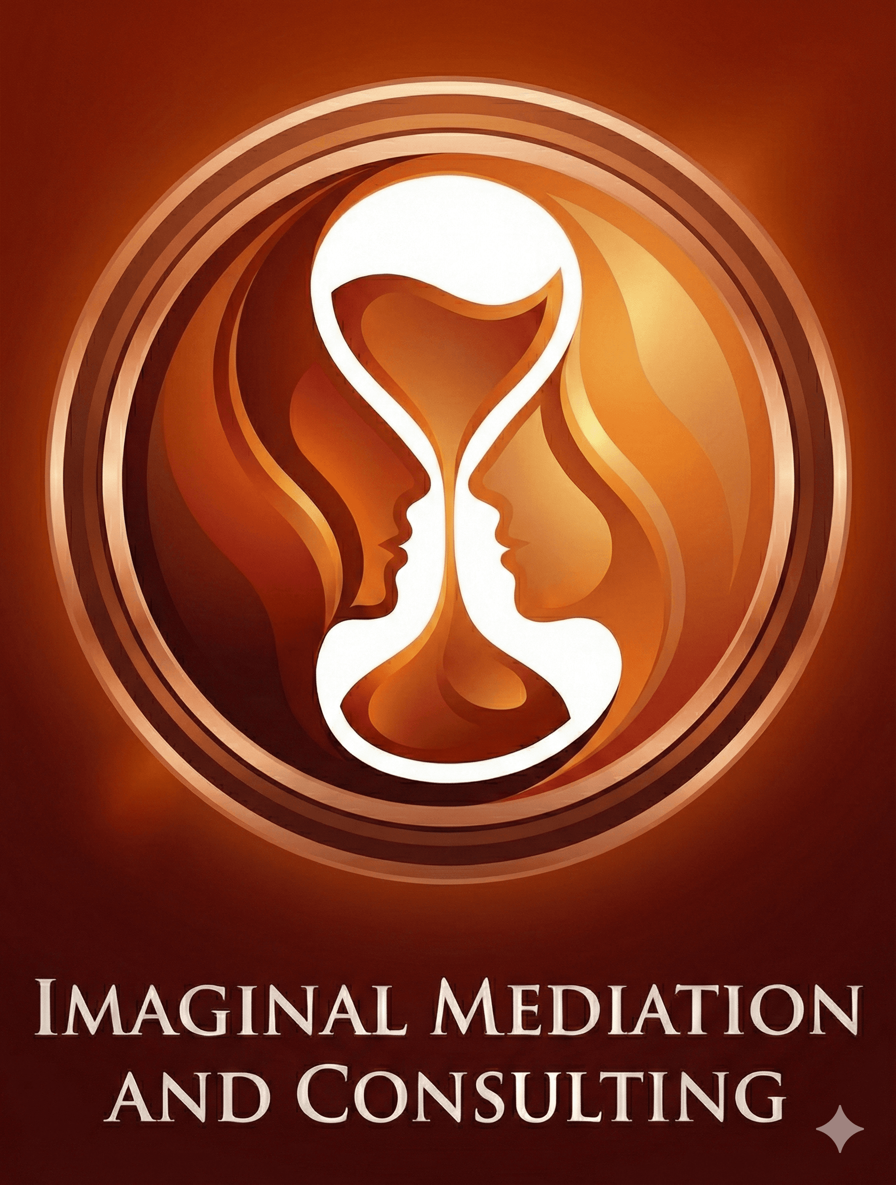Imaginal Mediation - Two faces forming an hourglass symbolizing transformation through dialogue